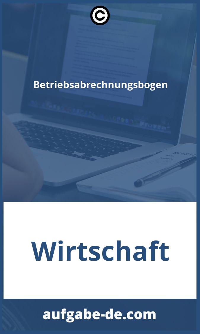 Betriebsabrechnungsbogen Aufgaben PDF