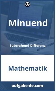 Minuend, Subtrahend und Differenz Übunge