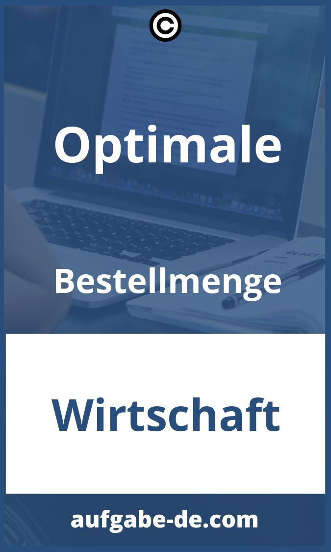 Optimale Bestellmenge Aufgaben PDF