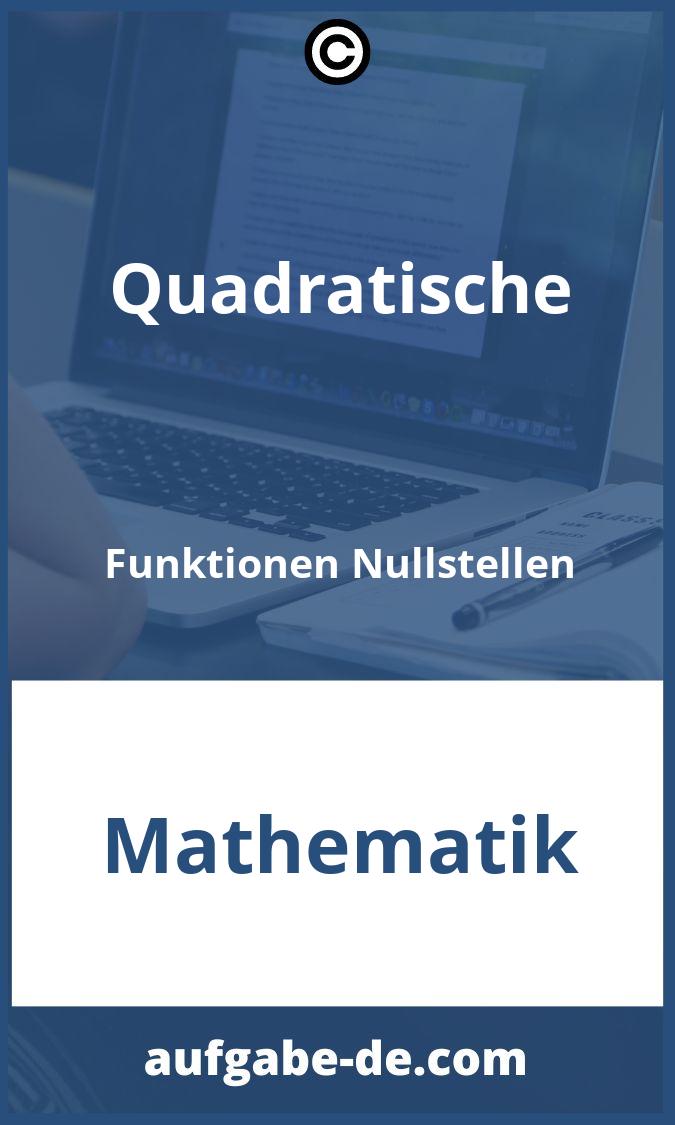 Quadratische Funktionen Nullstellen Aufgaben PDF